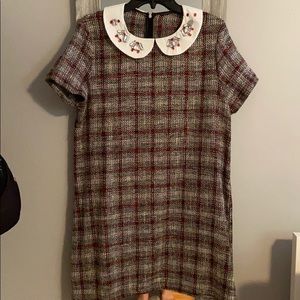 Zara Knit Plaid Shift Dress